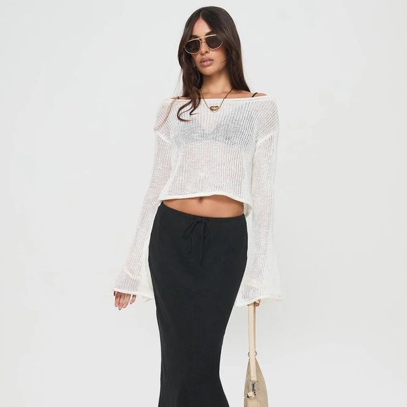 Princess Polly Cafe Pari White Light Spring Summer Sweater - Picture 5 of 8